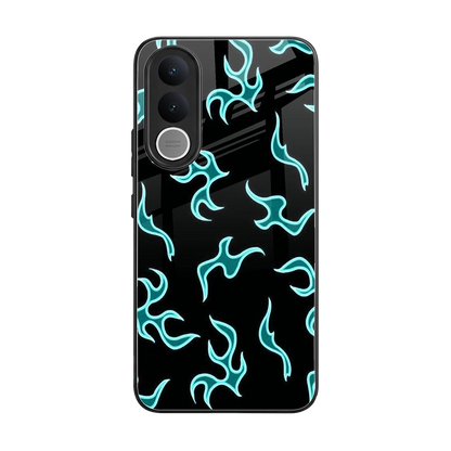 Lil Flames Black Blue back phone cover | glass case for vivo v70 fe