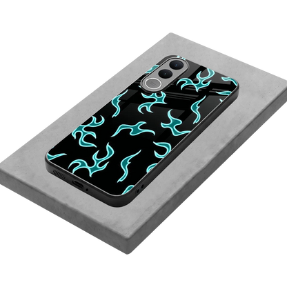 Lil Flames Black Blue stylish phone case for vivo v70 fe | glossy glass and slim fit
