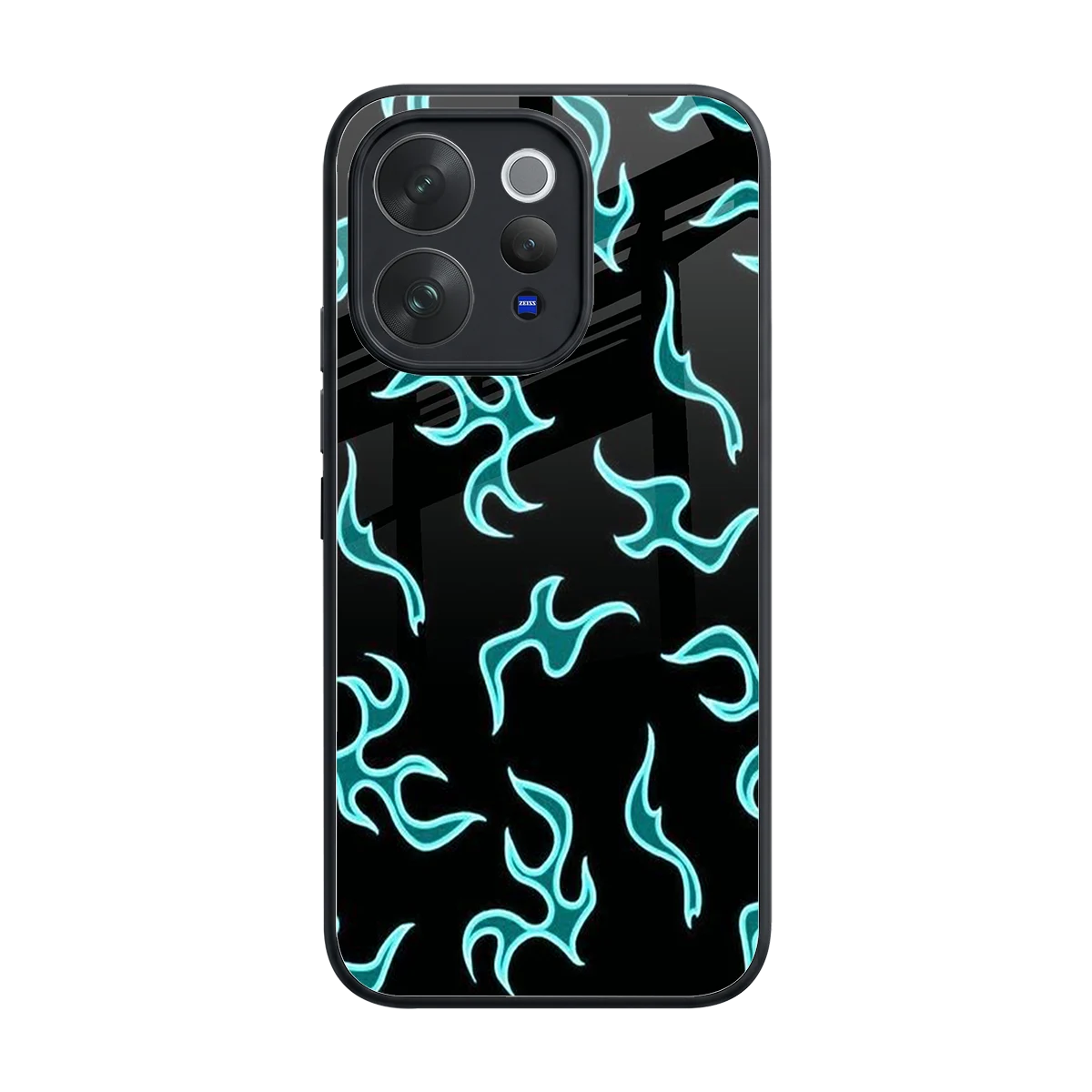 Lil Flames Black Blue back phone cover | glass case for vivo v70