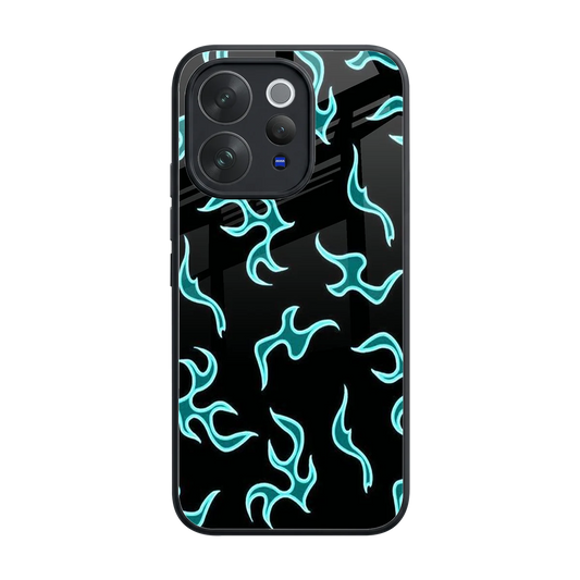 Lil Flames Black Blue back phone cover | glass case for vivo v70 elite