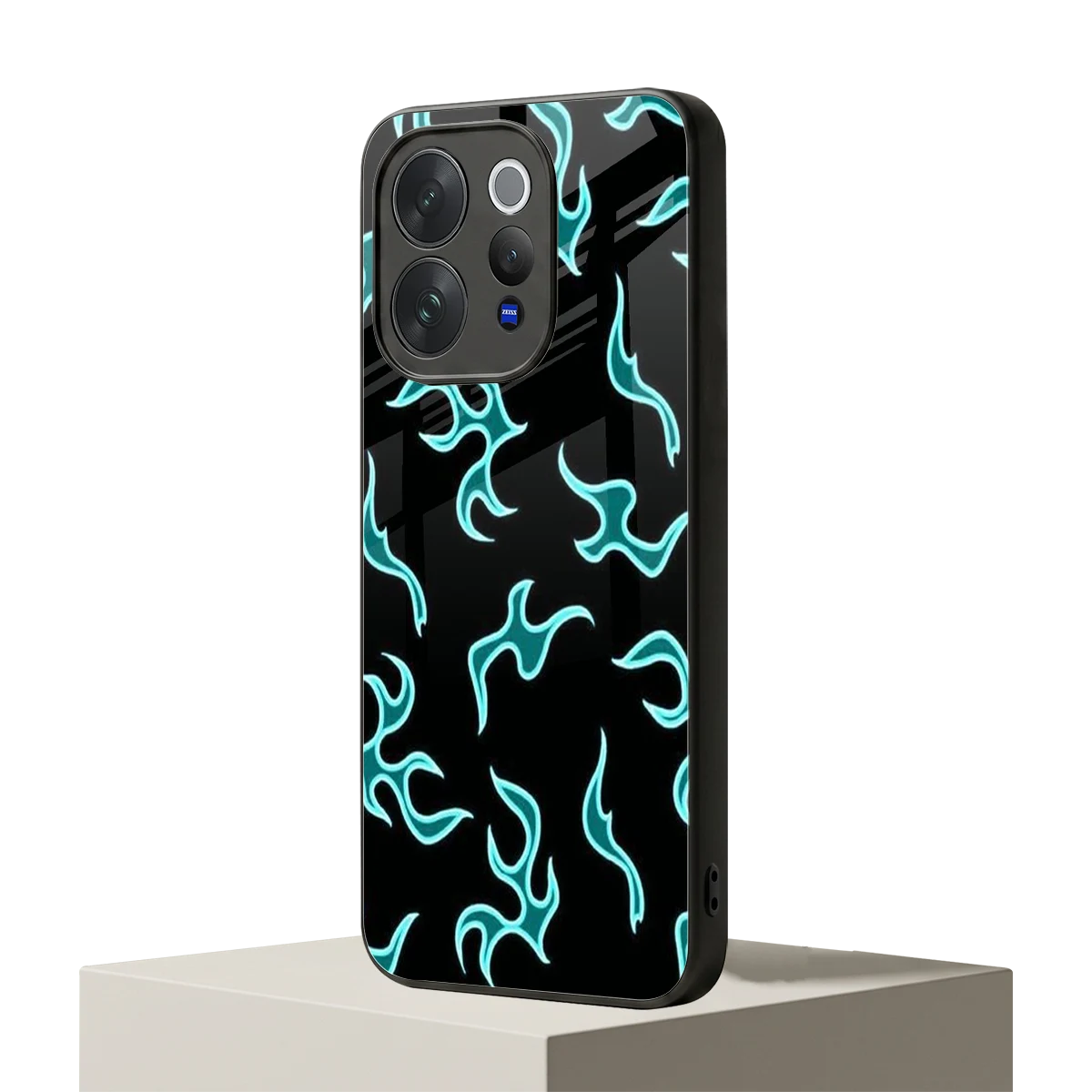Lil Flames Black Blue vivo v70 elite mobile cover | shockproof glass phone case