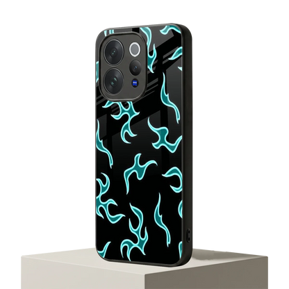 Lil Flames Black Blue vivo v70 elite mobile cover | shockproof glass phone case