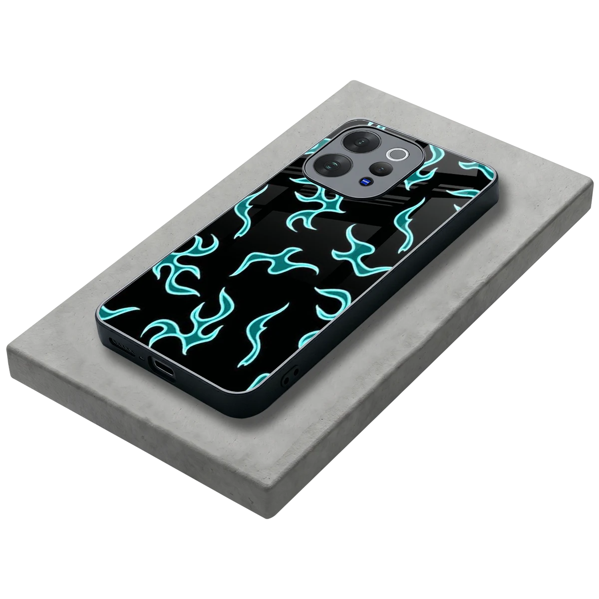 Lil Flames Black Blue stylish phone case for vivo v70 elite | glossy glass and slim fit