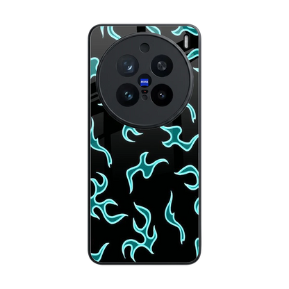 Lil Flames Black Blue back phone cover | glass case for vivo x200 pro
