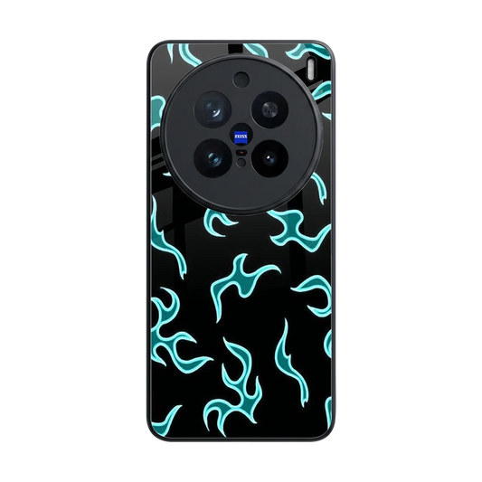 Lil Flames Black Blue back phone cover | glass case for vivo x200 pro