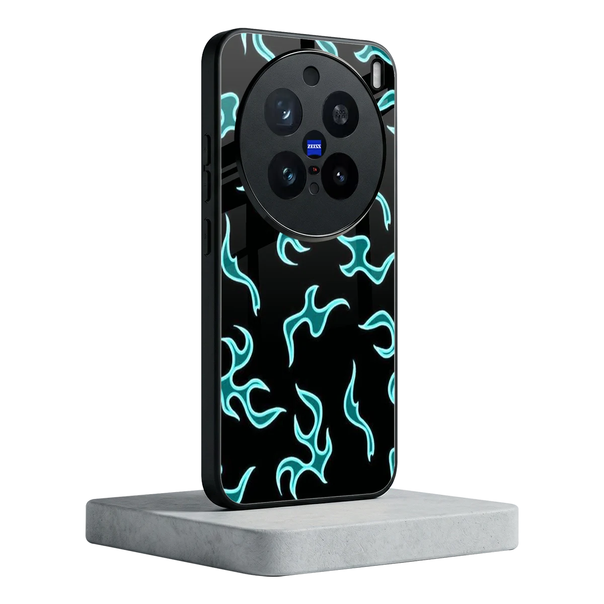 Lil Flames Black Blue vivo x200 pro mobile cover | shockproof glass phone case