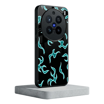 Lil Flames Black Blue vivo x200 pro mobile cover | shockproof glass phone case