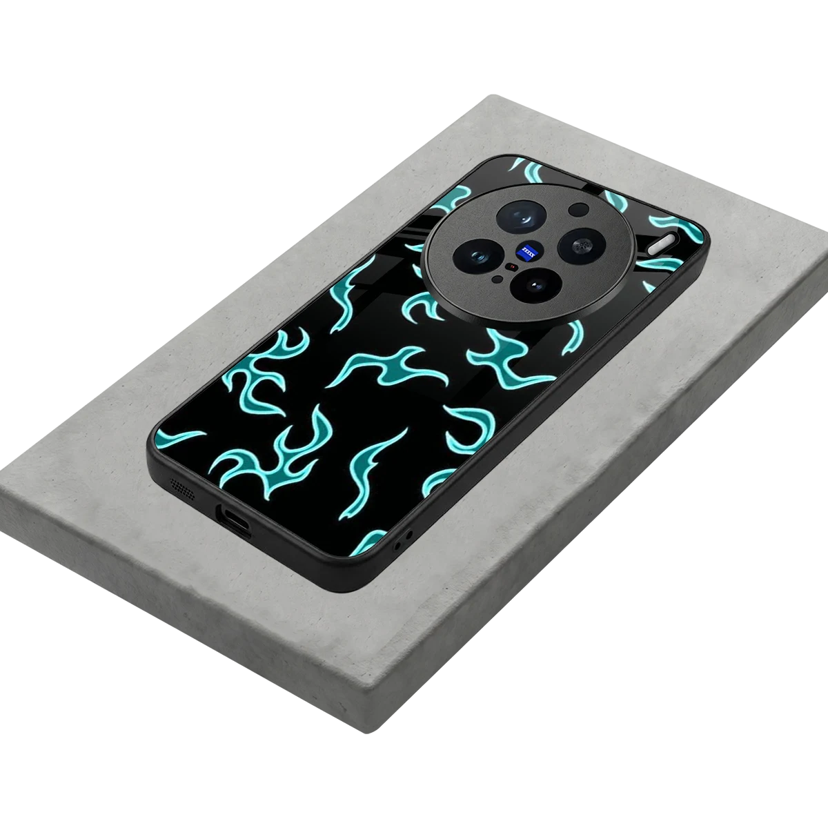 Lil Flames Black Blue stylish phone case for vivo x200 pro | glossy glass and slim fit