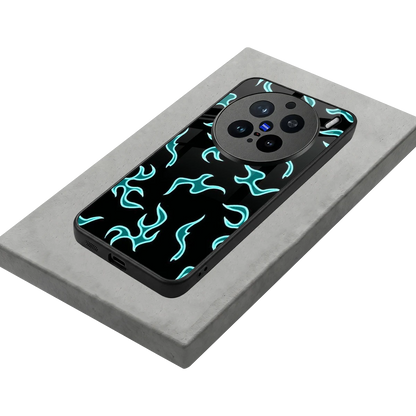 Lil Flames Black Blue stylish phone case for vivo x200 pro | glossy glass and slim fit