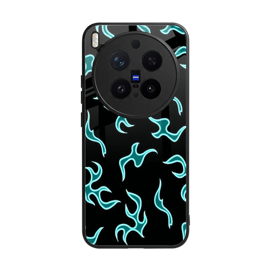 Lil Flames Black Blue back phone cover | glass case for vivo x300 pro