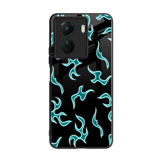 Lil Flames Black Blue back phone cover | glass case for vivo y16
