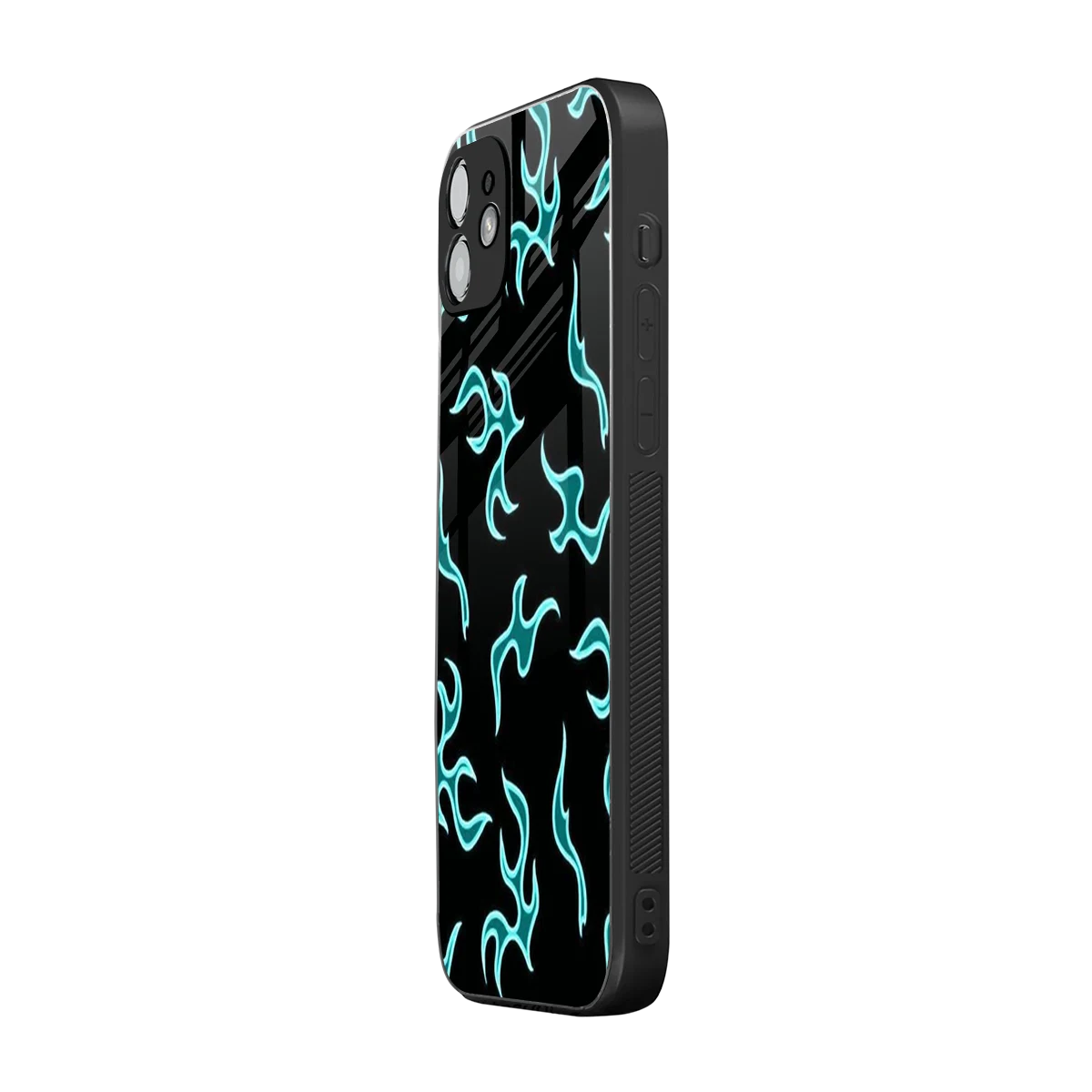 Lil Flames Black Blue iphone 12 mobile cover | shockproof glass phone case