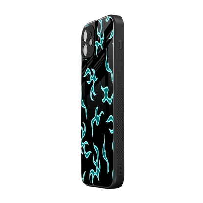 Lil Flames Black Blue iphone 12 mobile cover | shockproof glass phone case
