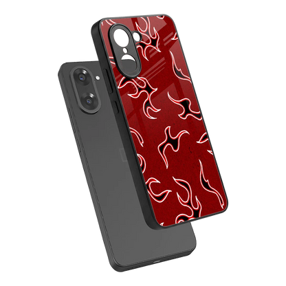 Lil Flames Black Red sleek oneplus nord ce5 5g cover with tempered glass back and TPU edges