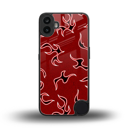 Lil Flames Black Red back phone cover | glass case for cmf nothing phone 1