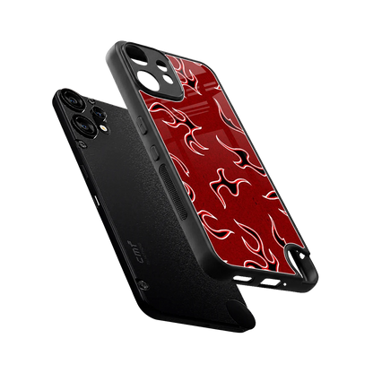Lil Flames Black Red sleek cmf nothing phone 2 pro cover with tempered glass back and TPU edges
