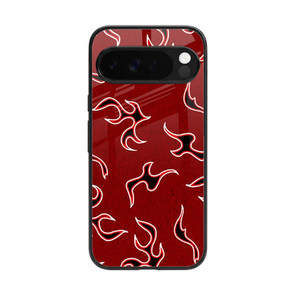 Lil Flames Black Red back phone cover | glass case for google pixel 10 pro xl