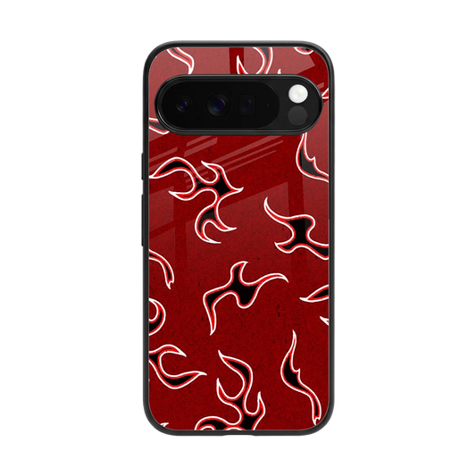 Lil Flames Black Red back phone cover | glass case for google pixel 10 pro xl