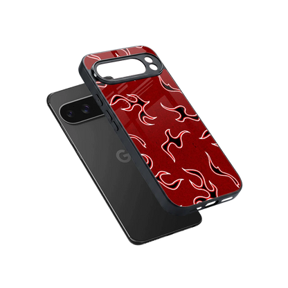 Lil Flames Black Red sleek google pixel 10 pro xl cover with tempered glass back and TPU edges