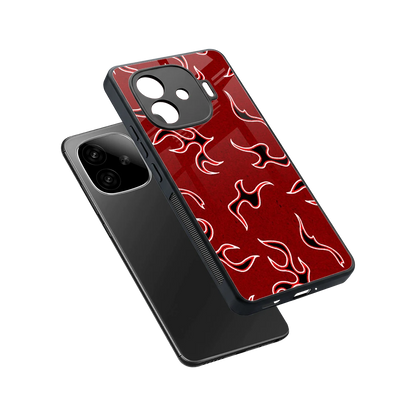 Lil Flames Black Red sleek iqoo neo 10r 5g cover with tempered glass back and TPU edges