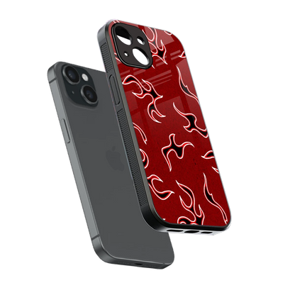 Lil Flames Black Red sleek iphone 14 cover with tempered glass back and TPU edges
