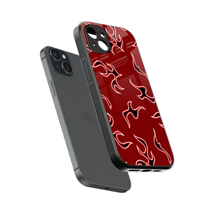 Lil Flames Black Red sleek iphone 14 plus cover with tempered glass back and TPU edges
