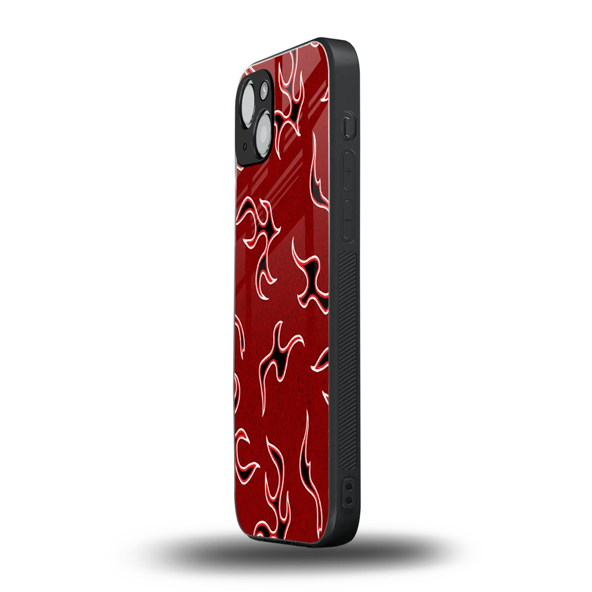 Lil Flames Black Red iphone 15 plus mobile cover | shockproof glass phone case