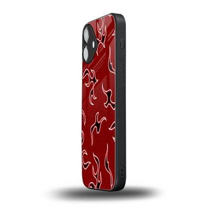 Lil Flames Black Red iphone 16 plus mobile cover | shockproof glass phone case