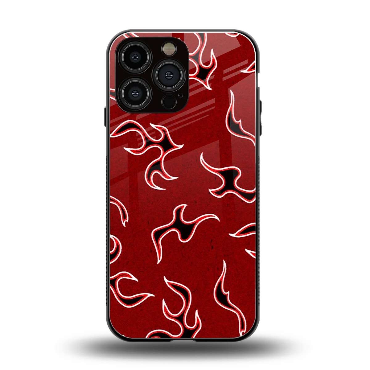 Lil Flames Black Red back phone cover | glass case for iphone 16 pro max