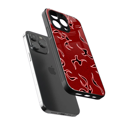 Lil Flames Black Red sleek iphone 16 pro max cover with tempered glass back and TPU edges