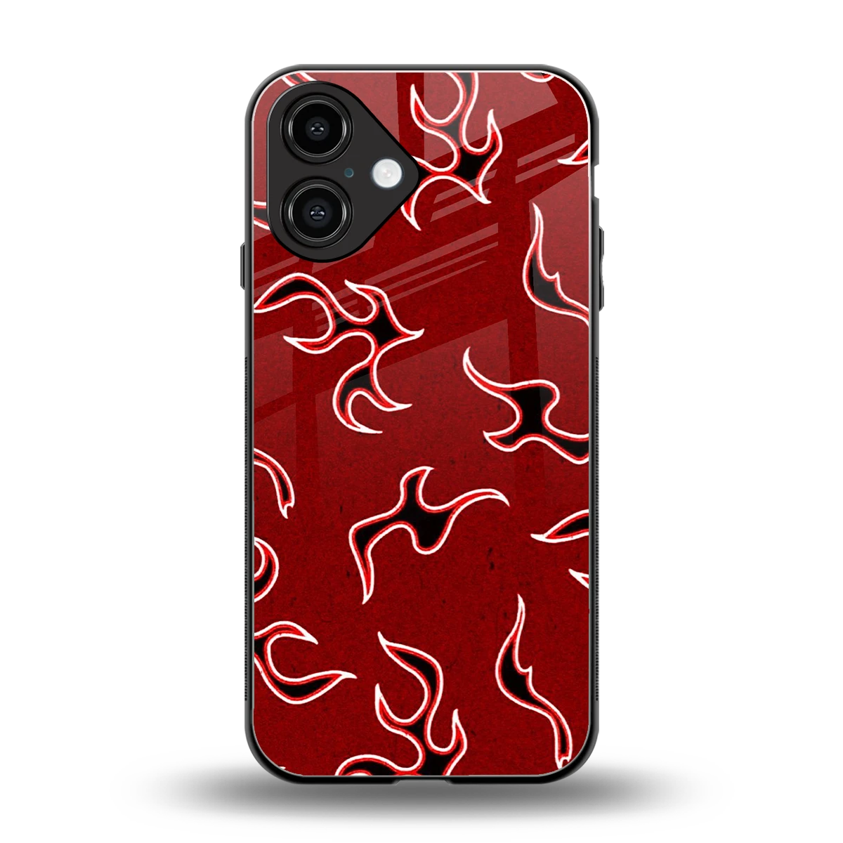 Lil Flames Black Red back phone cover | glass case for iphone 16