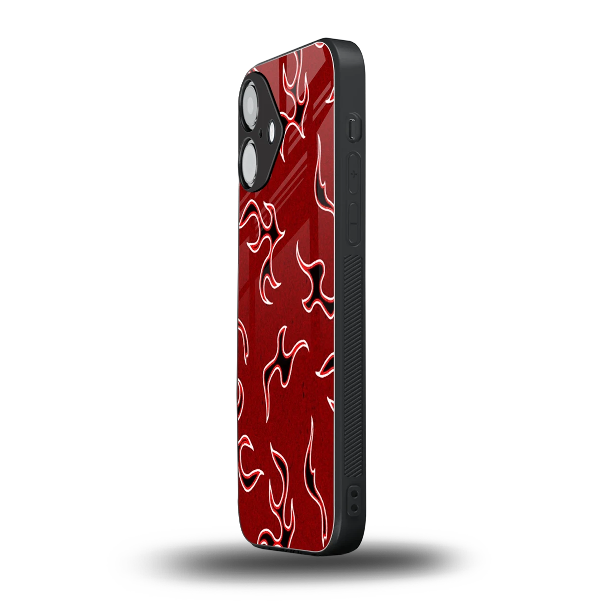 Lil Flames Black Red iPhone 16 mobile cover | shockproof glass phone case