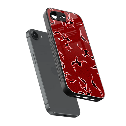 Lil Flames Black Red sleek iphone 16e cover with tempered glass back and TPU edges