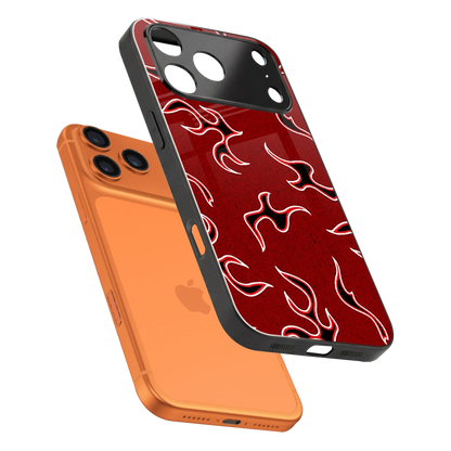 Lil Flames Black Red sleek iphone 17 pro max cover with tempered glass back and TPU edges