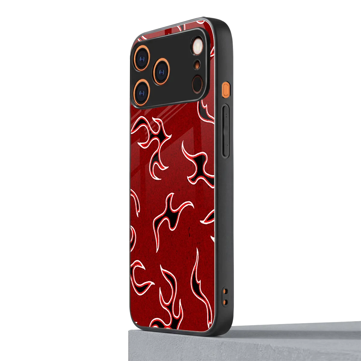 Lil Flames Black Red iphone 17 pro max mobile cover | shockproof glass phone case