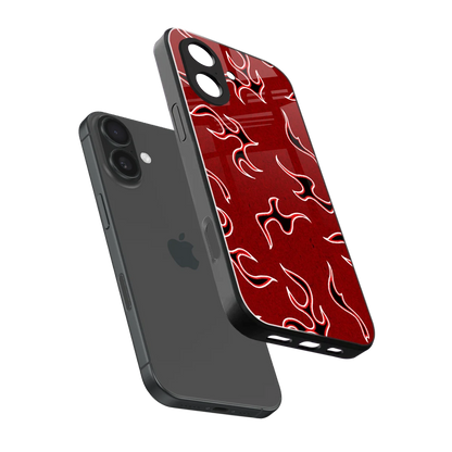 Lil Flames Black Red sleek iphone 17 cover with tempered glass back and TPU edges