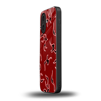 Lil Flames Black Red iphone 17 mobile cover | shockproof glass phone case