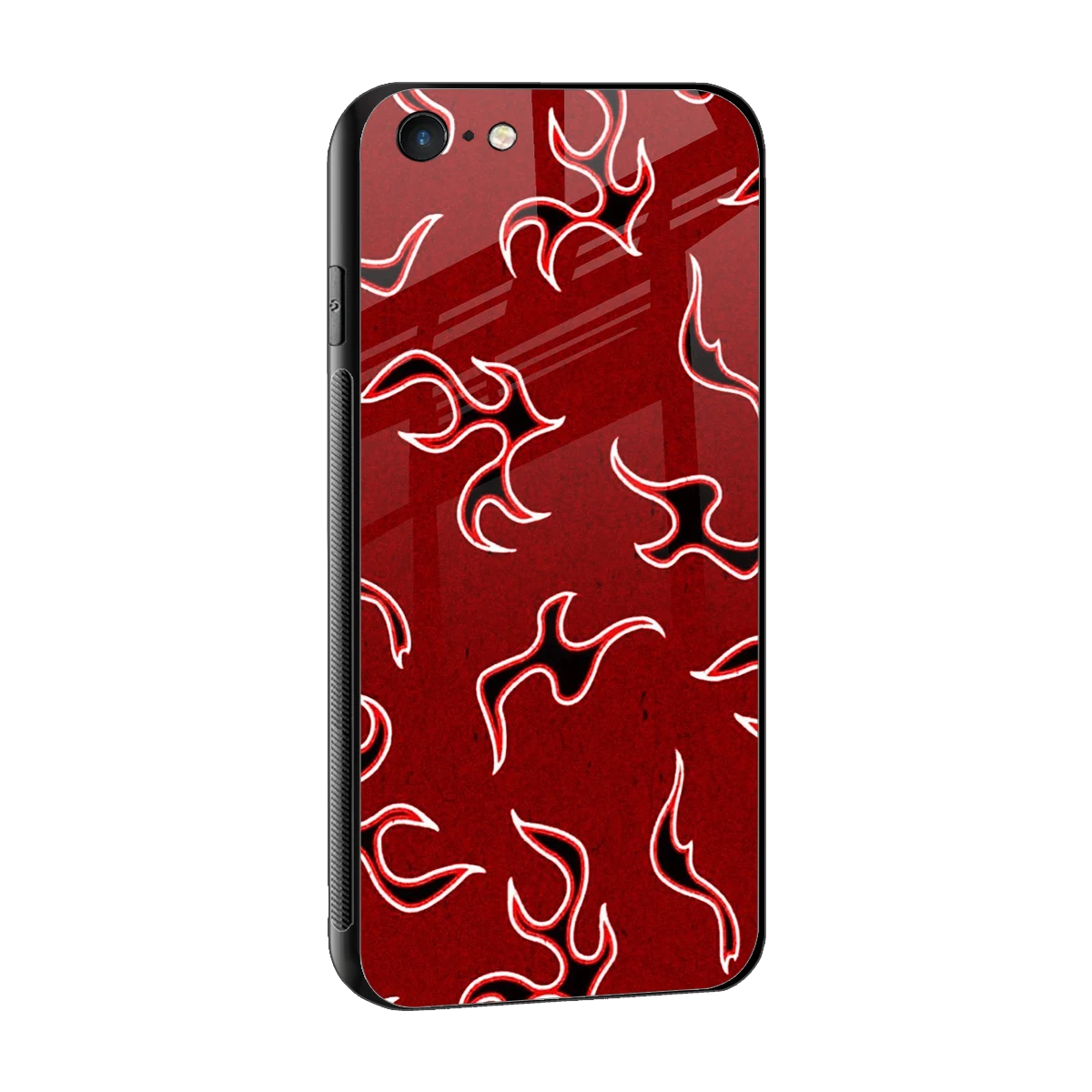 Lil Flames Black Red sleek iphone 6s cover with tempered glass back and TPU edges