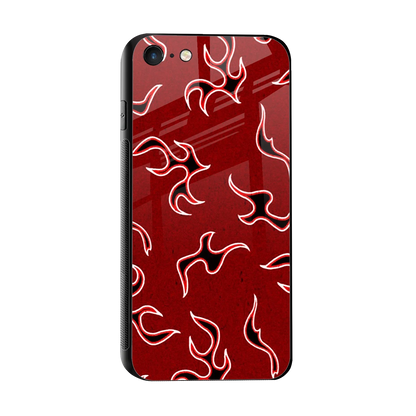 Lil Flames Black Red sleek iphone 7 cover with tempered glass back and TPU edges