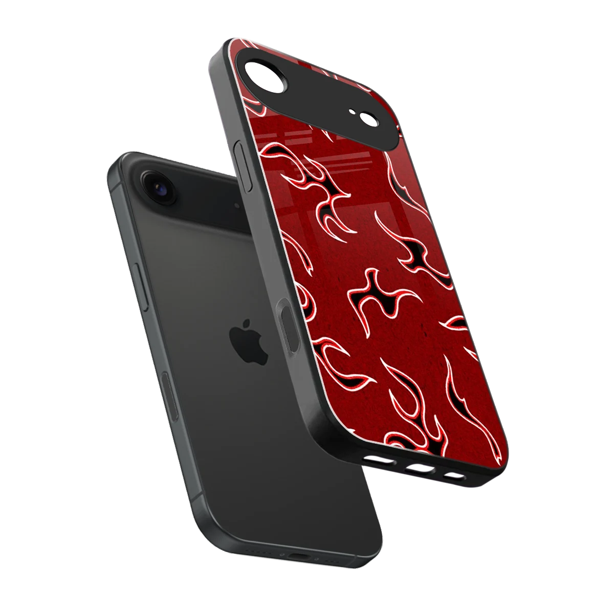Lil Flames Black Red sleek iphone air cover with tempered glass back and TPU edges