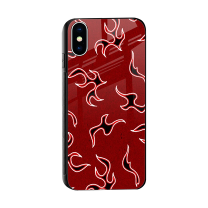Lil Flames Black Red sleek iphone x cover with tempered glass back and TPU edges