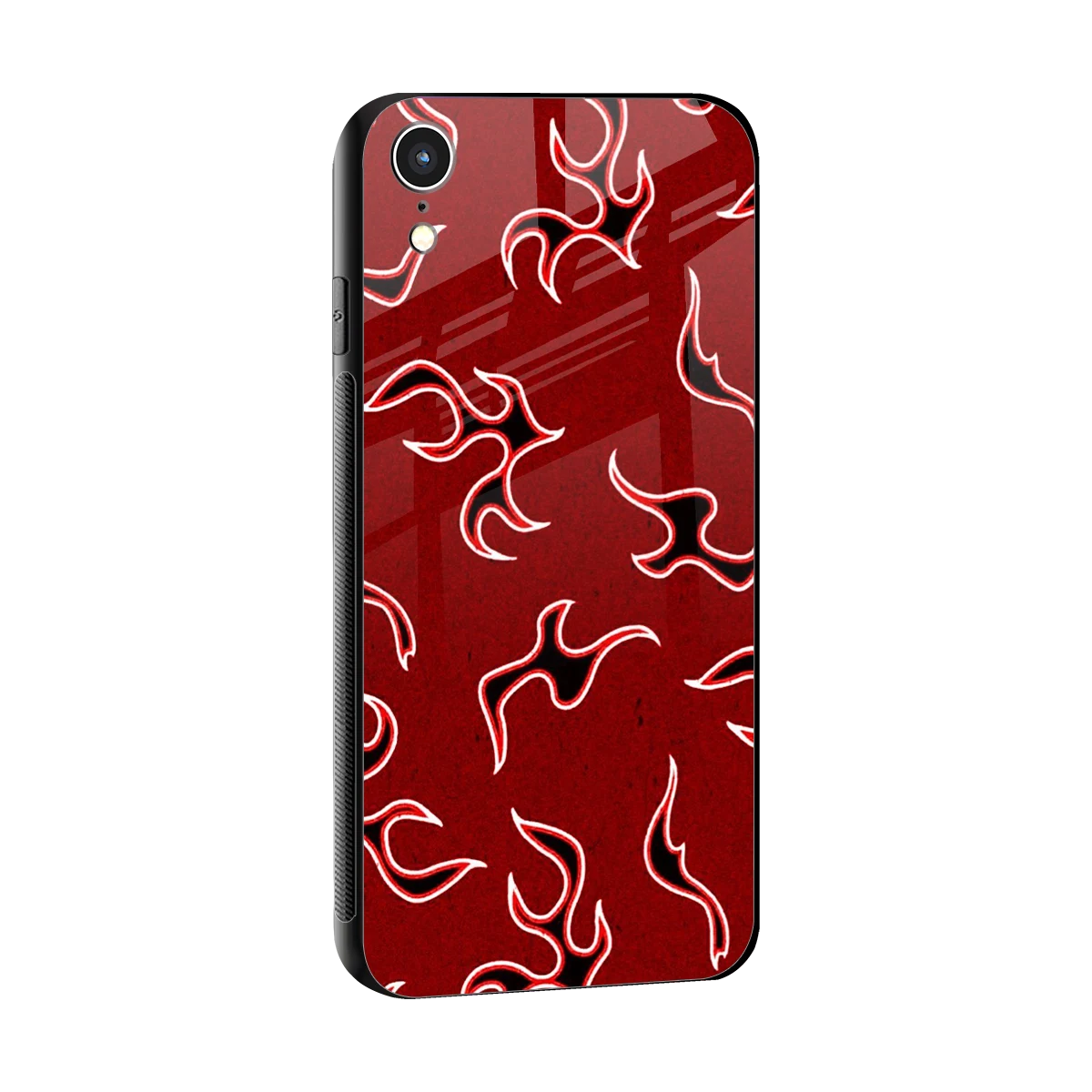 Lil Flames Black Red sleek iphone xr cover with tempered glass back and TPU edges