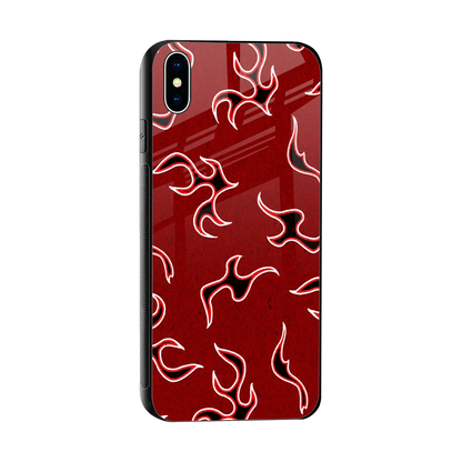 Lil Flames Black Red sleek iphone xs max cover with tempered glass back and TPU edges