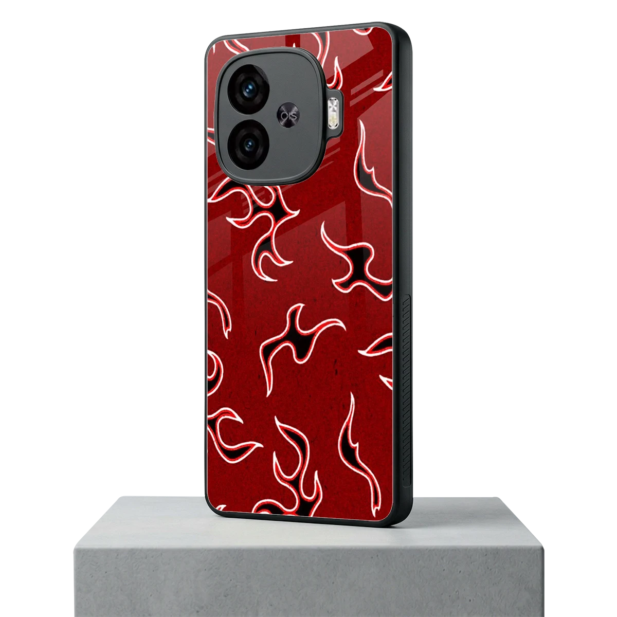 Lil Flames Black Red iqoo neo 10r 5g mobile cover | shockproof glass phone case