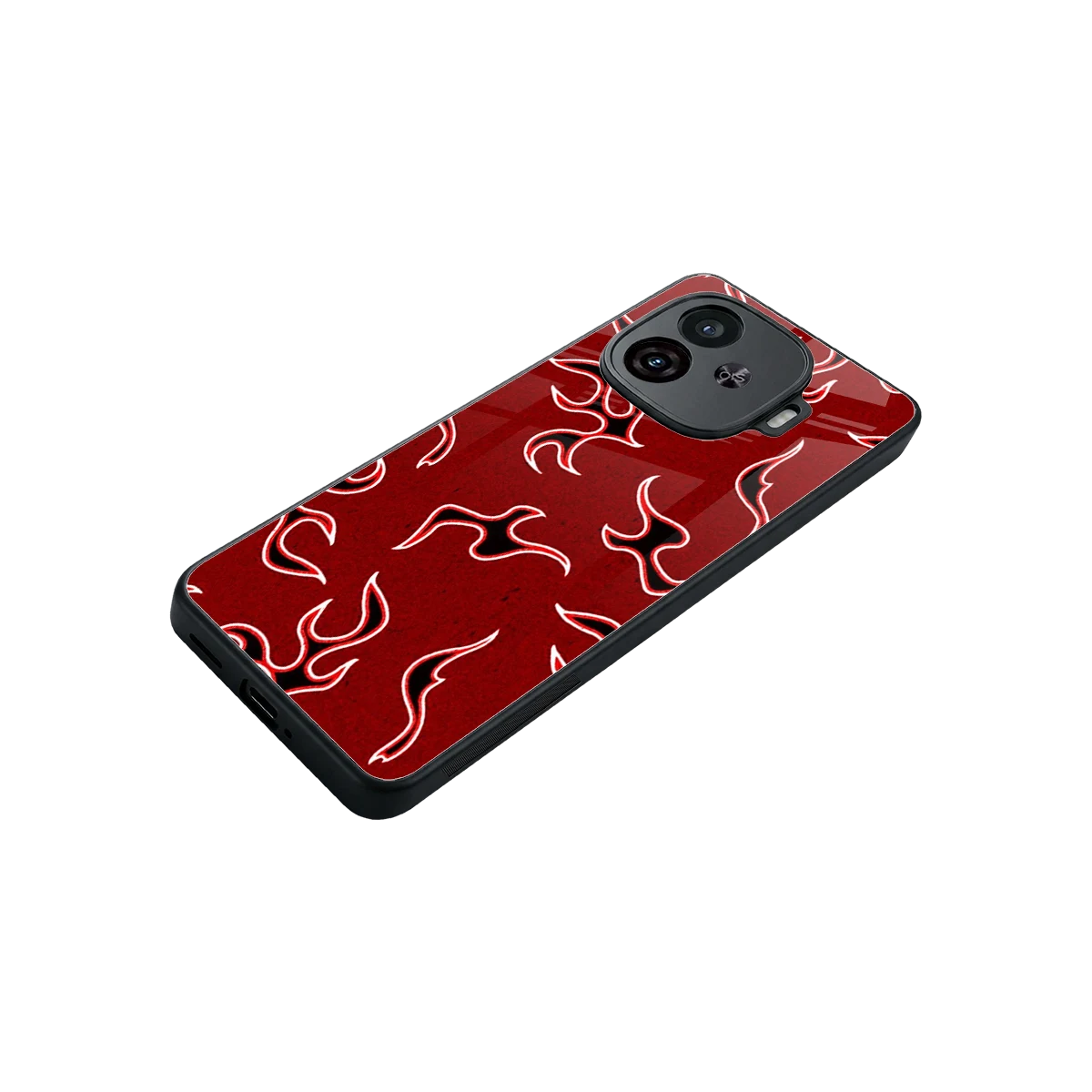 Lil Flames Black Red stylish phone case for iqoo neo 10r 5g | glossy glass and slim fit