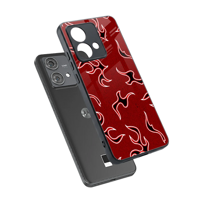 Lil Flames Black Red sleek motorola edge 40 neo 5g cover with tempered glass back and TPU edges