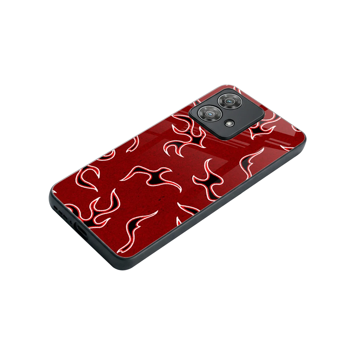 Lil Flames Black Red stylish phone case for motorola edge 40 neo 5g | glossy glass and slim fit