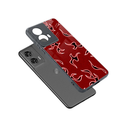 Lil Flames Black Red sleek motorola edge 50 fusion cover with tempered glass back and TPU edges