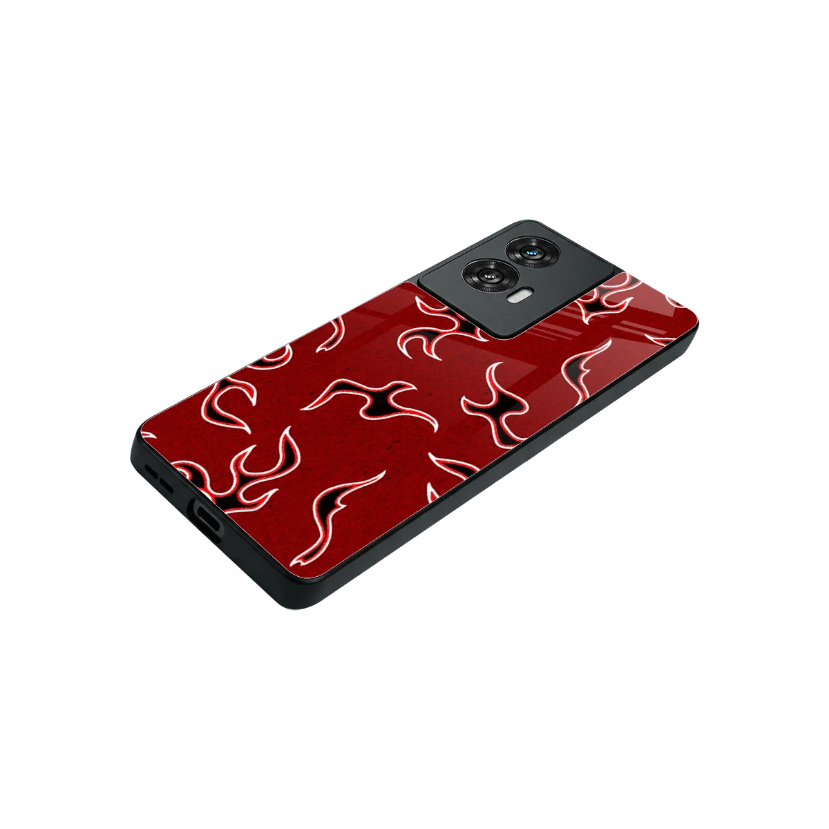 Lil Flames Black Red stylish phone case for motorola edge 50 fusion | glossy glass and slim fit
