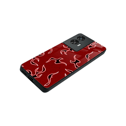Lil Flames Black Red stylish phone case for motorola edge 50 fusion | glossy glass and slim fit